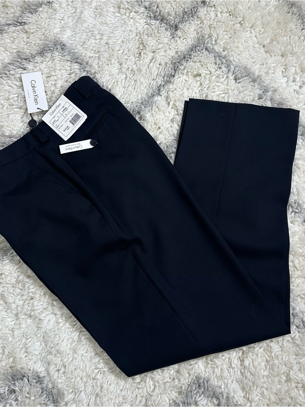 Calvin Klein Men's black Dress Pants 100% wool